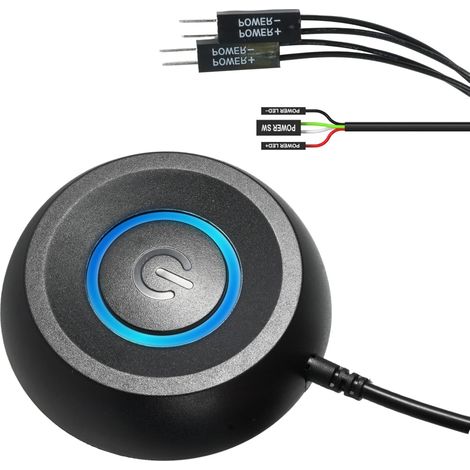PC Interrupteur d'alimentation 2m Interrupteur d'ordinateur de Bureau avec LED Bouton Power PC Externe Interruttore di Alimentazione Esterno per Compatible ATX, pour Bureau/Interne(Black) (1/5)
