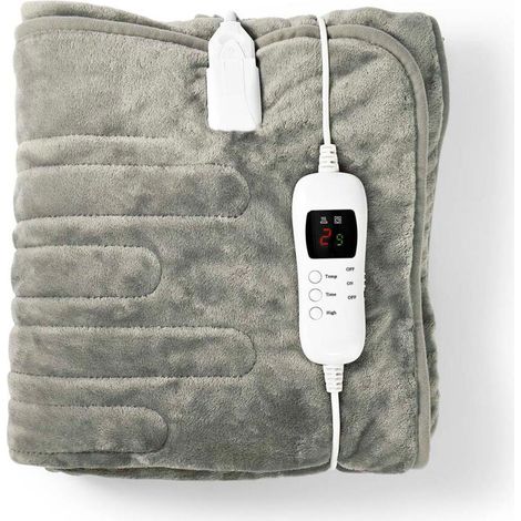 Nedis Elektrische Heizdecke Grau Fleece Wärmeunterbett Kuschel Abschaltautomatik (1/5)