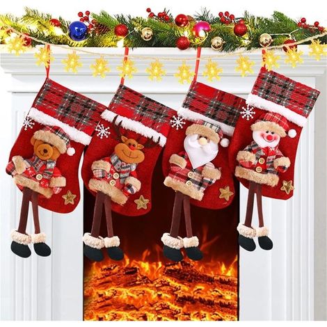 Weihnachtsstrümpfe 30 cm, 4 Stück, Bonbontüten, Weihnachtsbaumschmuck, usw.