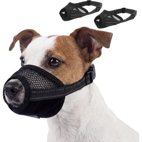 2 Pièces Musoliaire Chien, Réglable Museliere Anti Aboiement Dog Muzzle, Réduit Les Aboiements Et Empêche Les Léchages Et Les Morsures(Noir, S) (1/5)