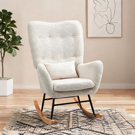 Fauteuil cremeweiß en teddystoff 92 x 69 x 100 cm (1/5)
