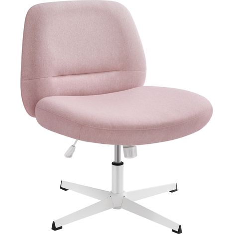 Chaise de Bureau, Fauteuil Ergonomique, Style Moderne avec Base en Croix, Siège Large et Confortable, Hauteur Réglable, Siège Pivotant, Tissu Coton-lin, Rose Bonbon (1/5)