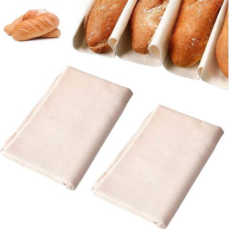 Toile de Lin Boulangerie, Toile de Boulangerie, 2 Pezzi 45 75cm Toile de lin pour la Cuisson du Pain, Toile de lin pour Pâtisserie, pour Cuisson des Baguettes, Fermentation de la Pâte