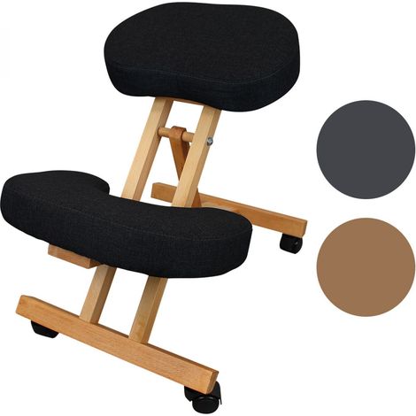 Tabouret de bureau ergonomique pliable et réglable – Siège assis-genoux en hêtre avec rembourrage mousse – Roues directionnelles 360° – Vivezen