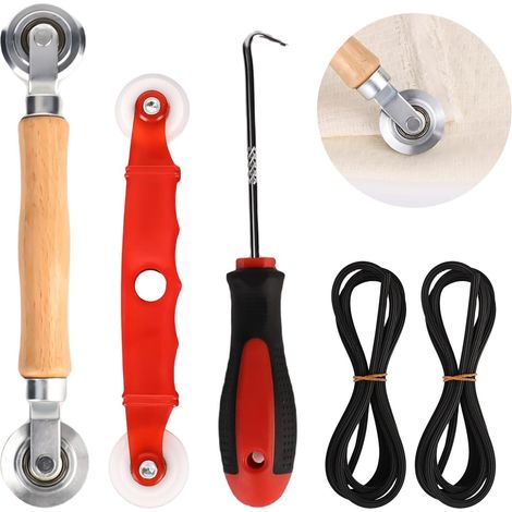 Lot de 4 enrouleurs pour moustiquaire - Pièce de rechange - Double roue - Avec bande passepoilée de 2 m x 5 mm - Pièce de rechange (1/5)
