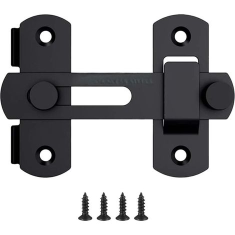 Serrure de porte coulissante robuste pivotant à 180 degrés avec loquet rabattable et verrou de sécurité, adaptée aux granges, aux salles de bain, aux portes coulissantes et aux armoires. (1/5)