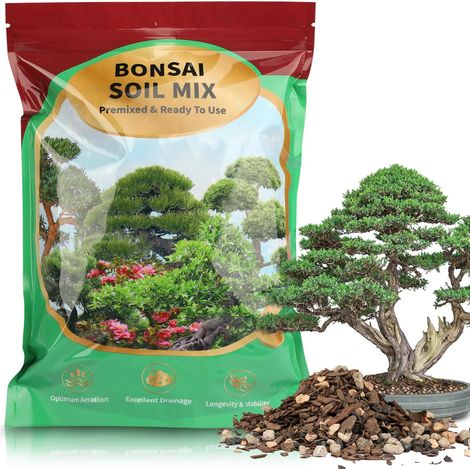 Mélange de terreau pour bonsaï, prêt à l’Emploi pour bonsaïs et Plantes d’intérieur, composé d’akadama, Roche volcanique, pouzzolane et écorce – 10L (1/5)