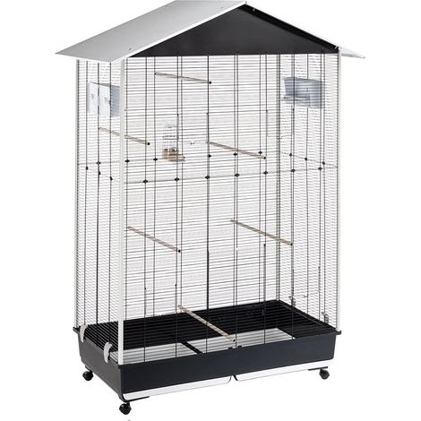 FERPLAST Gabbia Voliera per Uccelli NOTA LARGE Voliera da Esterno Interno per Canarini, Bengalini, Cocorite, Inseparabili, in Metallo, Accessori inclusi Posatoi Ruote, 111 x 66,5 x h 167 cm. (1/4)