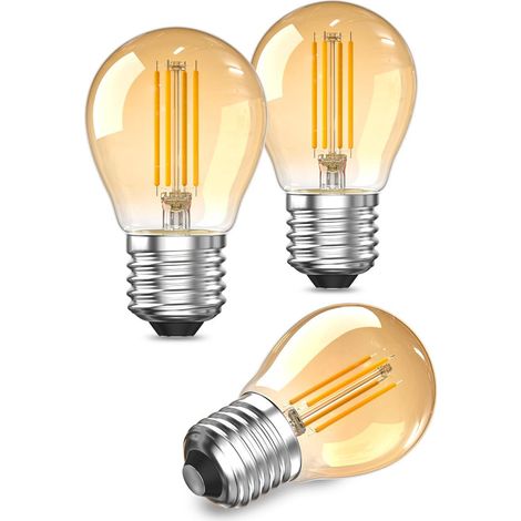 Ampoule LED E27 Blanc Chaud 2W, Ampoule Culot à Vis E27 2200K G45 Baillonette Verre Ambré Ampoule Filament Équivalent 20W Pour Lampes de Chevet, Lampes de Lecture(Non Dimmable, 3PCS) (1/5)