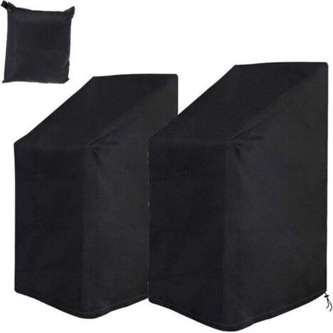 Set mit 2 Schutzhüllen für Gartenstühle, wasserdicht, kältebeständig, UV-beständig, aus 210D Oxford-Gewebe, für Gartenstühle, Stapelstühle, Stuhlhülle (1/4)