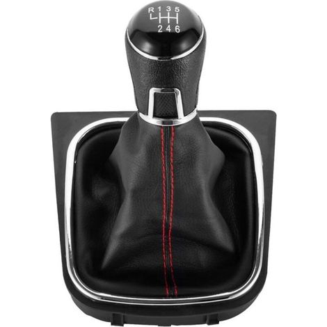 Kit de housse de protection et de pommeau de levier de vitesses pour Volkswagen Jetta et Golf (surpiqûres rouges, cuir noir et boîte automatique à 6 rapports). Kit de housse de protection pour Jetta e (1/4)