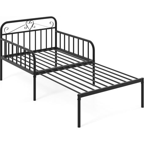 COSTWAY Metal Daybed Extendable Daybed to Single Size Bed Sofa Bed-Black