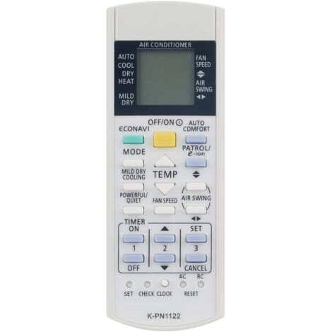 Télécommandes de Climatiseur Compatible avec Panasonic KL-PN1128 K-PN1122 A75C2913 CWA75C2913 A75C3716 A75C3582 CWA75C3582 CS-PA18NKS CU-PA24NKS CS-A12DKA CU-PA18NKS CS-PA24NKS CU-A9DKA