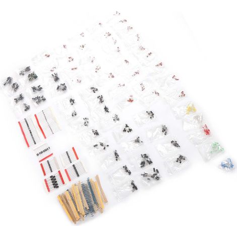 Kit de composants électroniques Aoqdqdqd Super : 6 valeurs (condensateur céramique à film métallique, diode, LED)