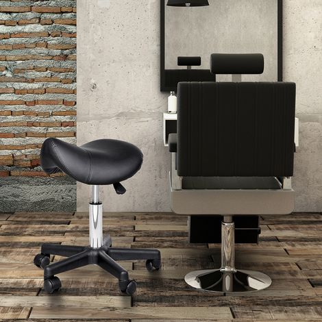 Rollhocker, Massagehocker mit verstellbarer Höhe (43–55 cm) und ergonomischem Sitz, 360° drehbarer Arbeitsstuhl mit Rollen, für Massagesalons, Tattoo-Studios, Kliniken, Spas, schwarz