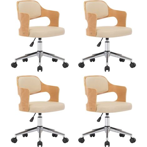 Maison Exclusive - Drehbare Esszimmerstühle 4 Stk. Creme Bugholz (1/5)