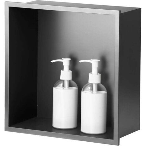 Niche Salle de Bain,Niche Murale Douche Acier Inoxydable,Niche Murale Douche Seule Couche,Niche Douche Encastrable 32x32x12.5cm,Gray (1/5)
