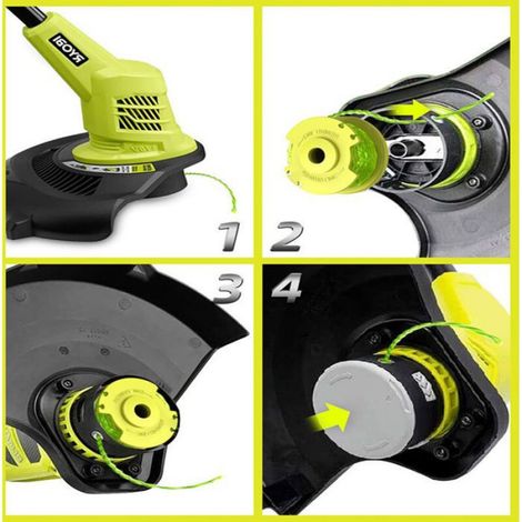 Bobine fil coupe bordure lot 7 pour Ryobi One+ AC14RL3A 18V/24V/40V, 2mm longueur 3.3m (6 fils + 1 couvercle) (1/4)
