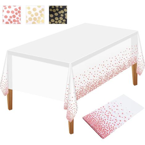 Einweg-Tischdecke mit Roségold-Punkten 137x274 cm wasserdicht für Partys (1/5)
