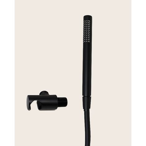 Elliot Kit Doccetta tonda con flessibile e presa acqua ottone nero opaco (1/3)
