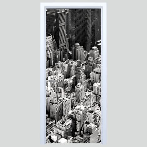 Adhesivo de tela para puerta con vista de pájaro de la ciudad 044PD