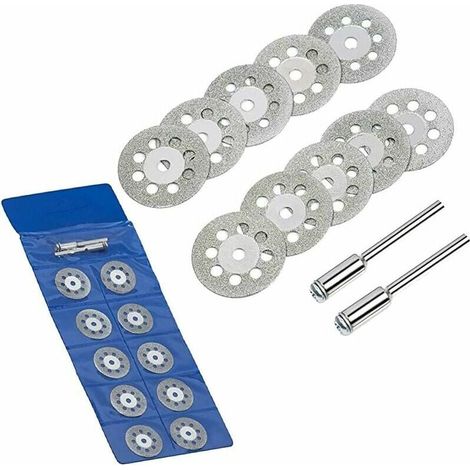 Disque Diamant de Coupe, 20Pcs 22mm Diamant Mini Disques à Tronçonner avec 4 Pièces Mandrins Tiges pour Disques Rotatifs pour Dremel outils rotatifs verre gemmes Disques de coupe (1/5)