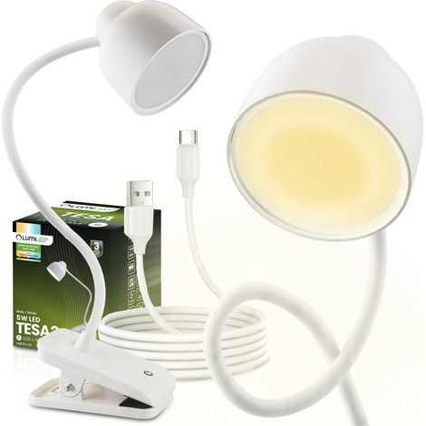 Lámpara de escritorio LED TESA 2 de 5 W con temperatura de color controlada (CCT) para mesas de dibujo y escolares, color blanco LUMILED