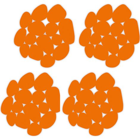 Lot de 4 Tapis antidérapants de douche ou baignoire PVC GALETS 12x13cm Orange MSV