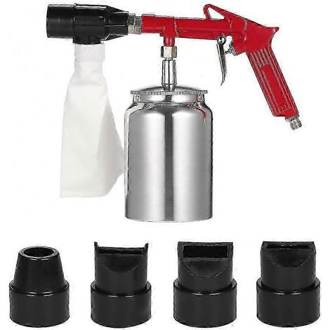 Kit de sablage avec 4 buses, flacon de 450 ml, outil de sablage abrasif à pression de 2,5 bars pour l'élimination de la rouille, les jantes de voiture et la préparation des surfaces. (1/5)