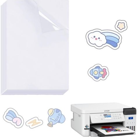 Lot de 10 feuilles de film adhésif imprimable A4 transparent, papier transparent imprimable pour imprimante laser, film autocollant, papier de bricolage transparent, idéal pour l'impression (1/5)