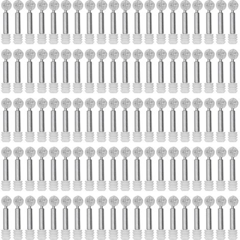 Lot de 100 connecteurs de panneaux 3-en-1 à came pour meubles, vis d'assemblage et écrous de verrouillage (1/5)