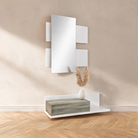 Console bianco en mDF vetro 75 x 3,5 x 75 cm (1/5)