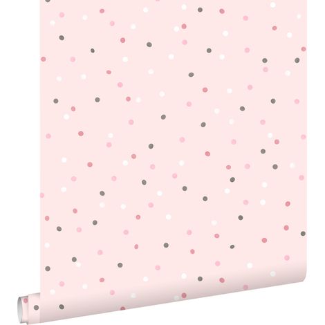 papier peint à motif de petits points rose et gris chaud - ESTAhome (1/5)