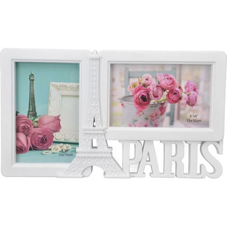 Lot de 2 cadres photo rectangulaires, cadre photo décoratif pour la maison, cadre photo de mariage à 2 trous pour fête dans la chambre à coucher, cadre photo avec finition (1/4)