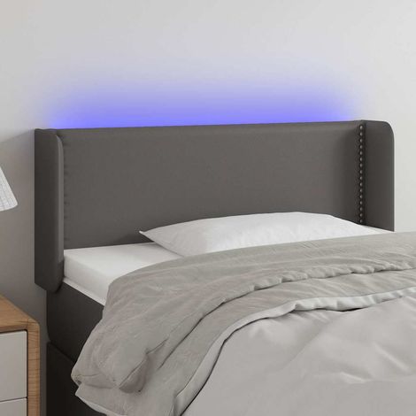 vidaXL Cabecero con LED cuero sintético gris 103x16x78/88 cm (1/5)