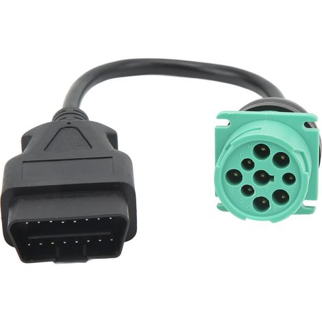 Adaptateur de câble de diagnostic OBD2 pour camions, connecteur mâle 9 broches vers femelle 16 broches, remplacement pour moteur diesel Cummins (1/5)