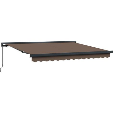 Store banne rétractable, gris-brun, 500 x 300 cm, tissu et métal. (1/5)