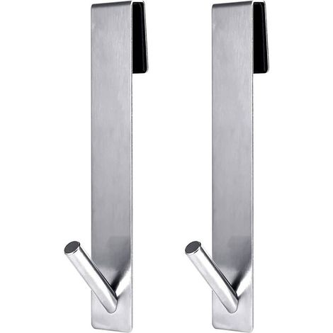 2pcs 18cm crochet de porte de douche sans perceuse crochet de suspension de serviette salle de bain porte de douche sans cadre - argent (1/5)