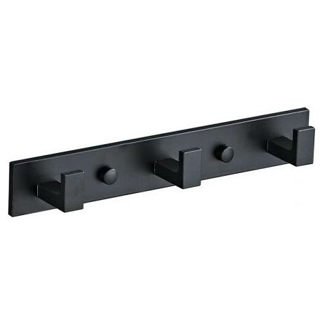 royaluxe - Patere Porte Manteau Crochet Salle de Bain 3 Crochets Patère Murale Salle de Bain Espace aluminium Mat Crochets polyvalents Pour Vestes, Parapluies,Serviettes,porte-clés,Noir (1/5)