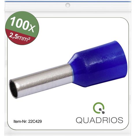 Quadrios 22C429 Embout simple d'extrémité de câble 2.5 mm² partiellement isolé bleu 1 set (1/4)