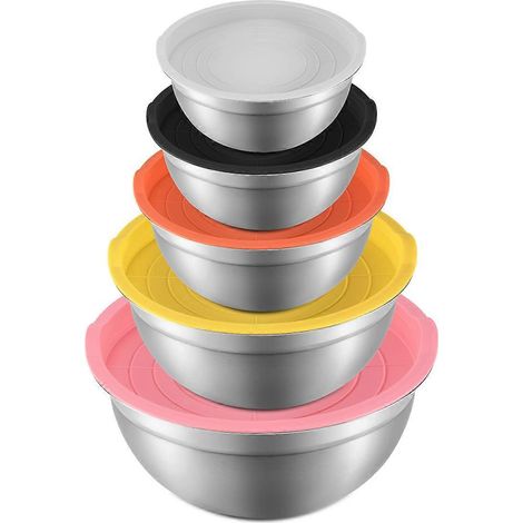 Ensemble de 5 bols mélangeurs avec couvercle, pour la préparation, le mélange et le service. (1/5)