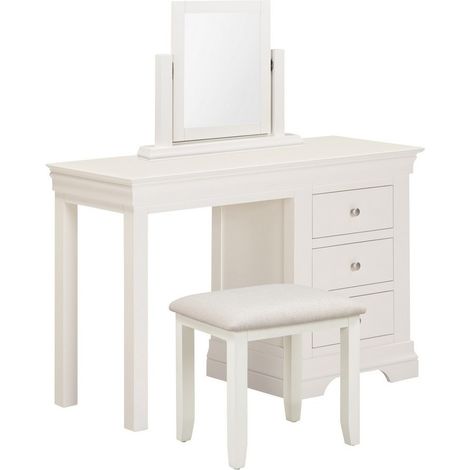 Bordeaux 3 Drawer Dressing Table Set - L44.5 x W115 x H76 cm - Ivory/Oat