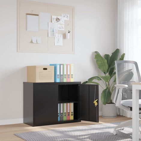 Aktenschrank Schwarz 90x40x70 cm Stahl