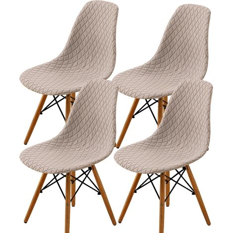 Coprisedie a conchiglia, stile medievale-moderno, jacquard, senza braccioli, lavabili, adatti per cucine e sale da pranzo (kaki, confezione da 4).