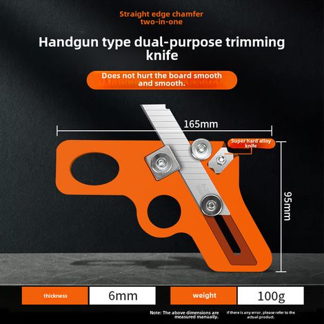 Outil de finition placage de chants – type pistolet double – coupe-chants, arrondisseur d'arcs, chanfreinage, panneau écologique (1/5)