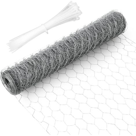 Hexagonal Galvanised Chicken Wire Mesh, 0.4 x 12 m, Fine Mesh Fence, Sheep Fence, Outdoor Garden Fence, Lightweight Metal Wire Mesh for Craft Decoration (1/5)