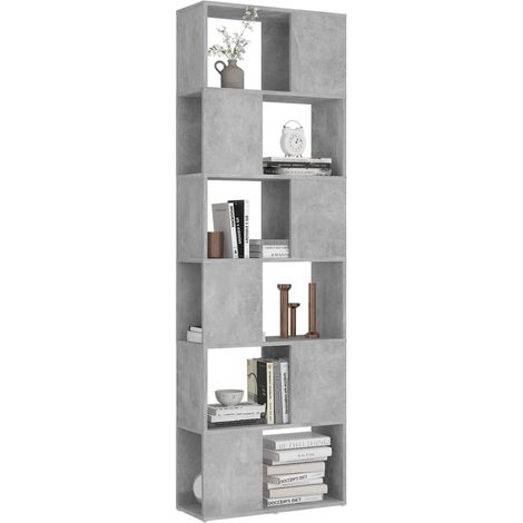 Bibliothèque séparateur en bois Makona 60cm - Simple et moderne-Gris béton (1/5)