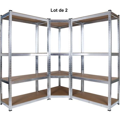 Lot de 2 Ensembles d'Étagère d'angle à Charge Lourde Grise : 160 X 70 X 40 cm Robuste et Polyvalente, 700 kg (1/5)
