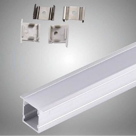 TrAdE Shop Traesio - Profilo In Alluminio Da 2 Mt Incasso Con Copertura Opaca Per Strip Led Al-16 - (1/3)