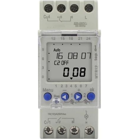 Minuterie double canal AHC822, Horloge Modulaire 220V, 7 jours, 24 heures, Programmateur Piscine Programmable, interrupteur numérique électronique LCD, horloge numérique (1/5)